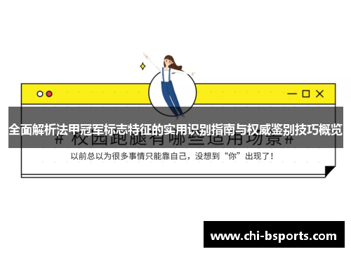 全面解析法甲冠军标志特征的实用识别指南与权威鉴别技巧概览